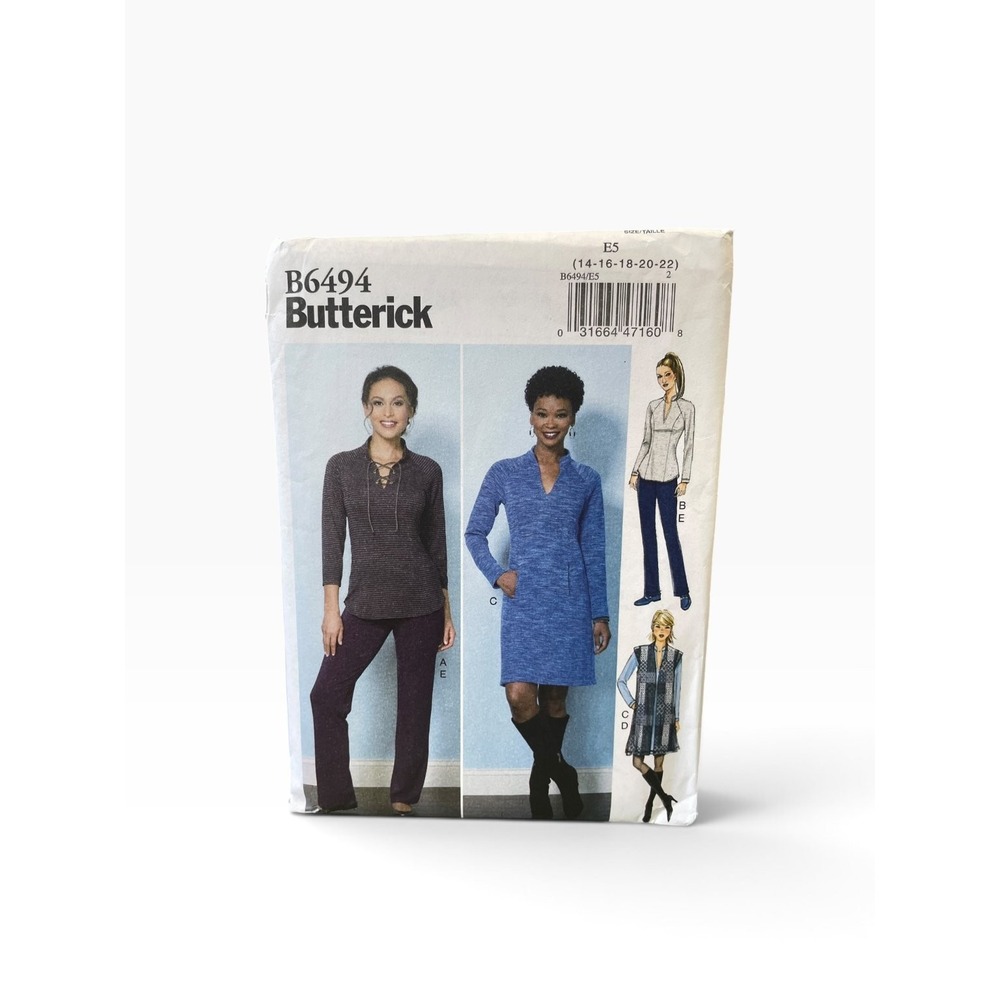 Butterick B6494 Misses' Top Dress Pants Sz 14-22 Easy Raglan Sleeve Uncut